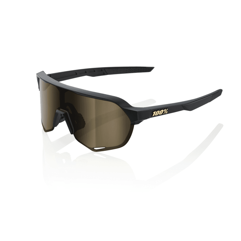 100% S2 Matte Black – Soft Gold Mirror Lens